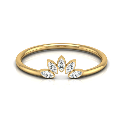 Marquise Cut Diamond Curved Wedding Band Vintage Rose Gold Marriage Ring Crown Diamond wedding