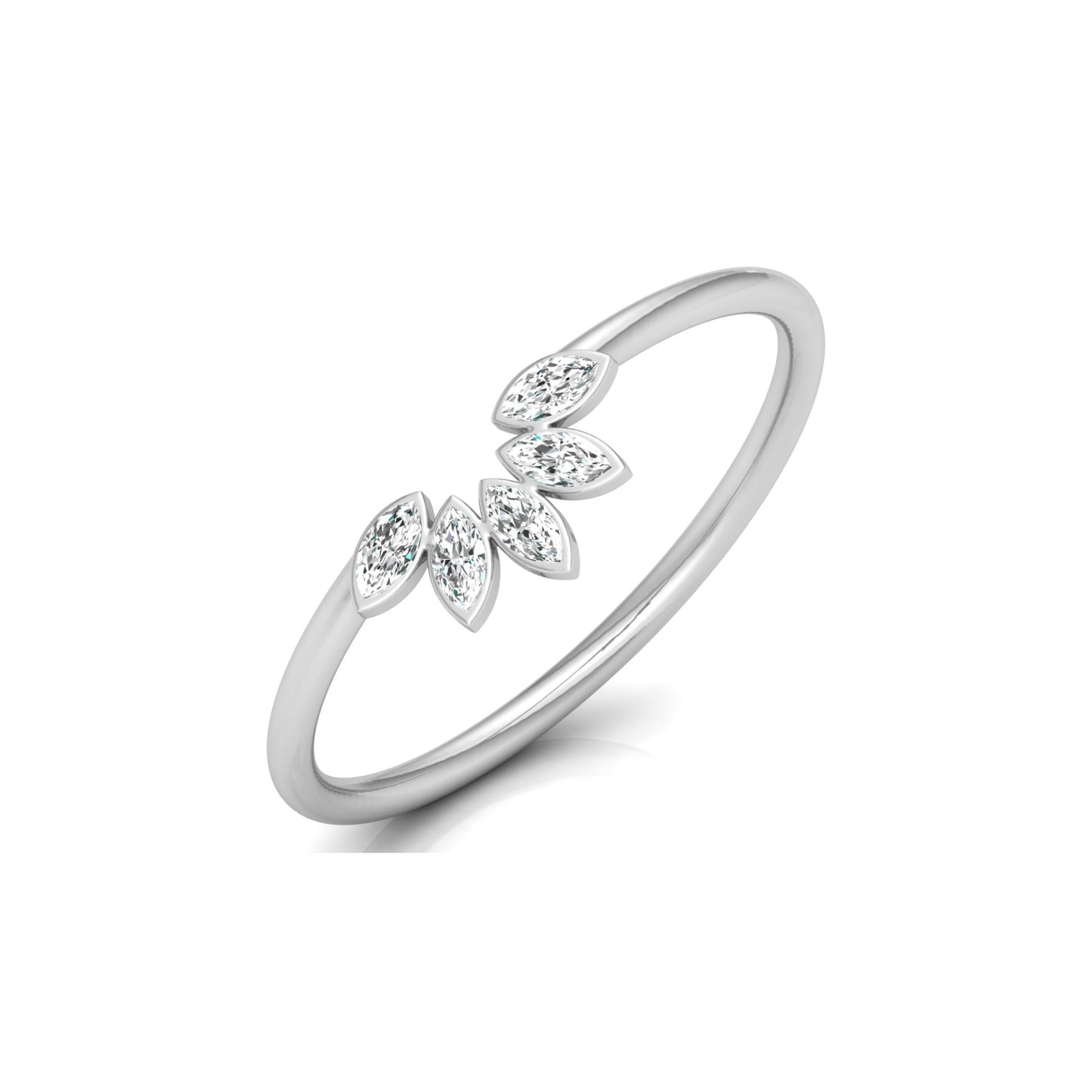 Marquise Cut Diamond Curved Wedding Band Vintage Rose Gold Marriage Ring Crown Diamond wedding