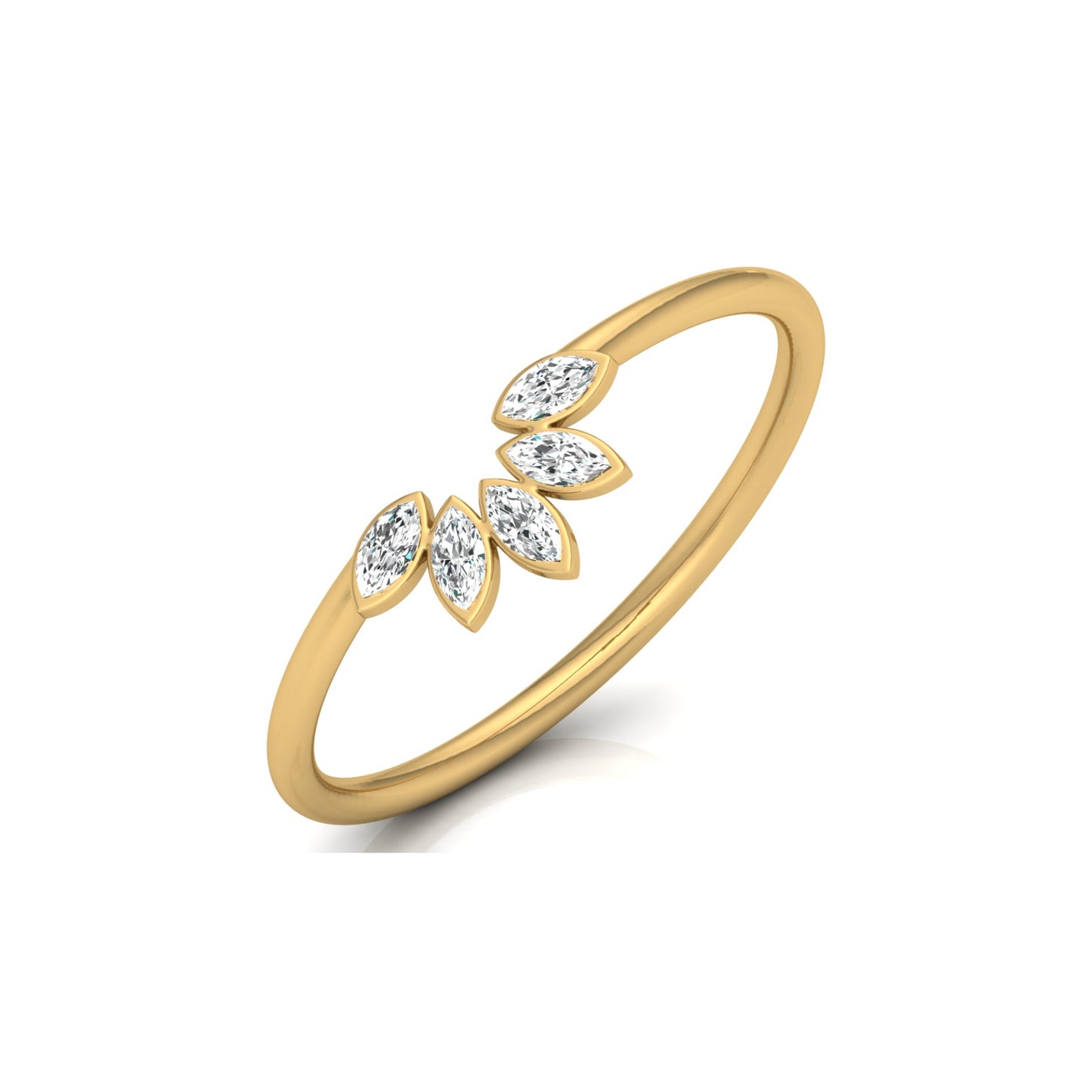 Marquise Cut Diamond Curved Wedding Band Vintage Rose Gold Marriage Ring Crown Diamond wedding