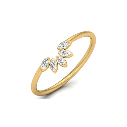 Marquise Cut Diamond Curved Wedding Band Vintage Rose Gold Marriage Ring Crown Diamond wedding