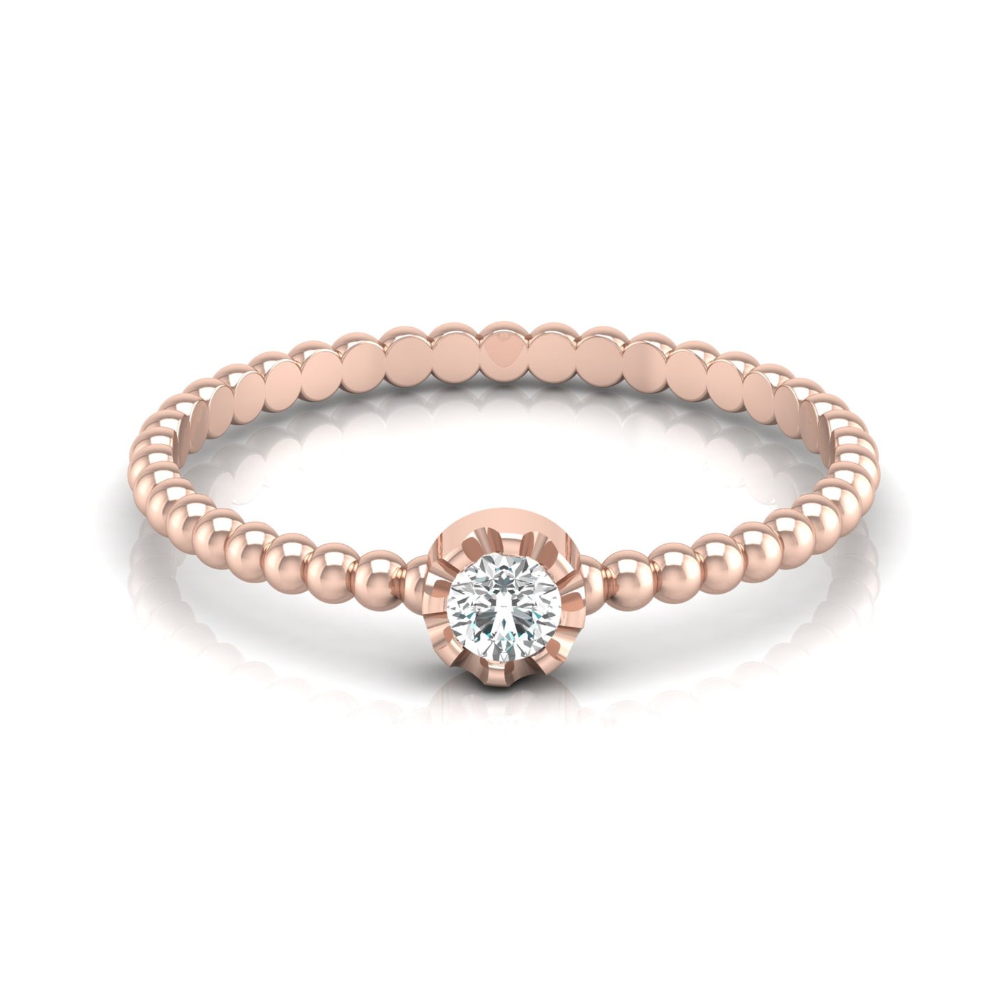 14K Solid Gold Nature-Inspired Leaf Round Shaped Diamond Ring Trendy Luxury Gift For Her