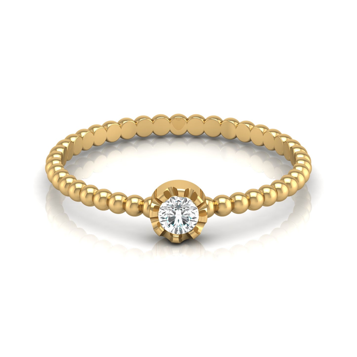 14K Solid Gold Nature-Inspired Leaf Round Shaped Diamond Ring Trendy Luxury Gift For Her