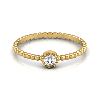 14K Solid Gold Nature-Inspired Leaf Round Shaped Diamond Ring Trendy Luxury Gift For Her