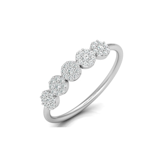 Cluster Round Diamond Band Ring Dainty Elegant Wedding Band In 14K Solid Gold