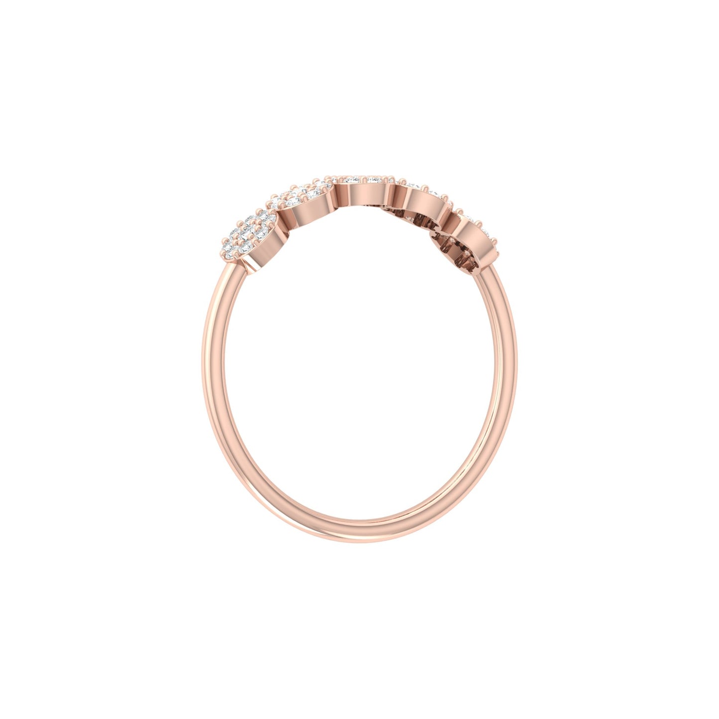 Cluster Round Diamond Band Ring Dainty Elegant Wedding Band In 14K Solid Gold