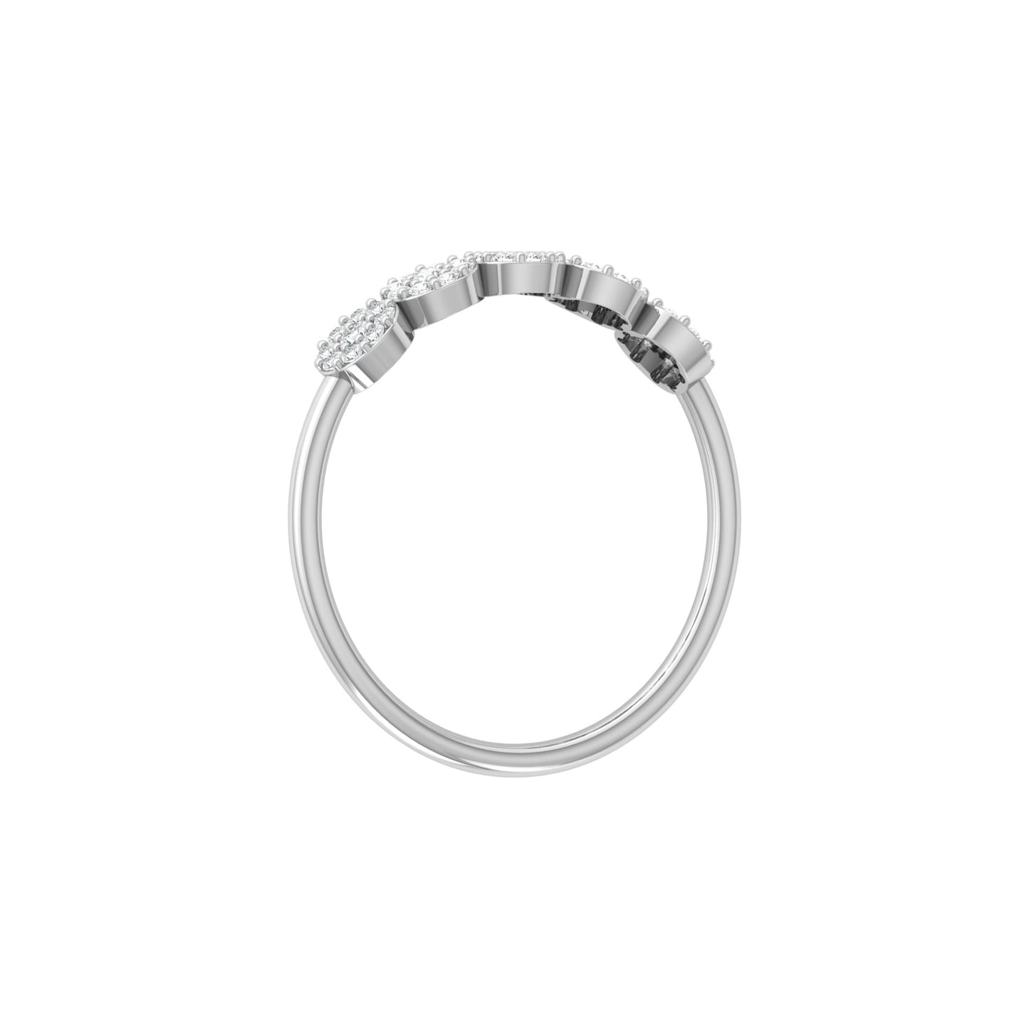 Cluster Round Diamond Band Ring Dainty Elegant Wedding Band In 14K Solid Gold