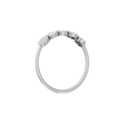 Cluster Round Diamond Band Ring Dainty Elegant Wedding Band In 14K Solid Gold
