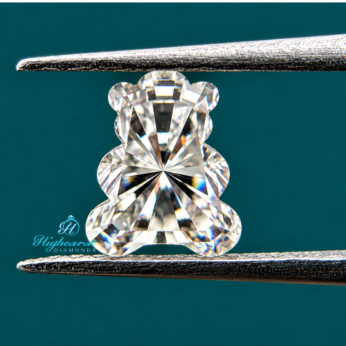 Teddy bear shape fancy cut lab grown diamond