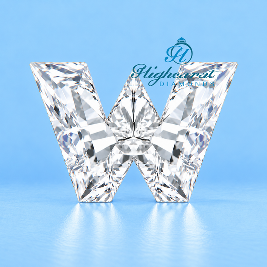 W alphabet shape lab grown certified diamond front view