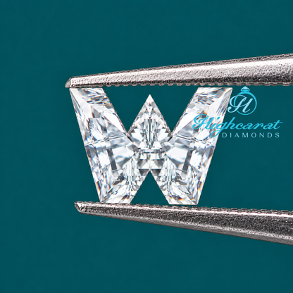 Lab grown W shape certified diamond top view showing facets
