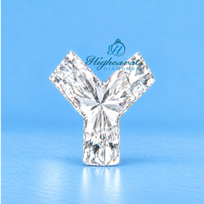 Y alphabet shape lab grown certified diamond front view